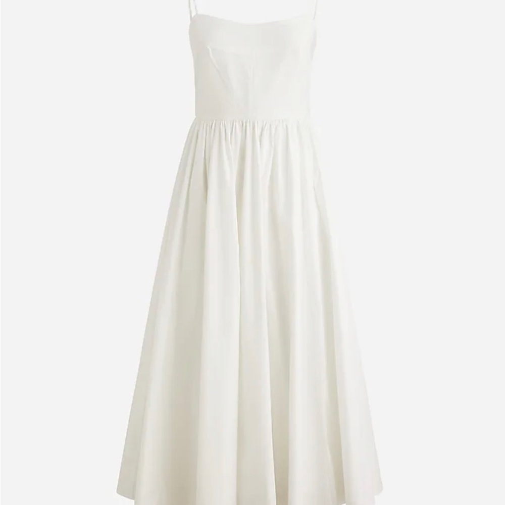 J crew A-line stretch cotton poplin midi dress size 0
